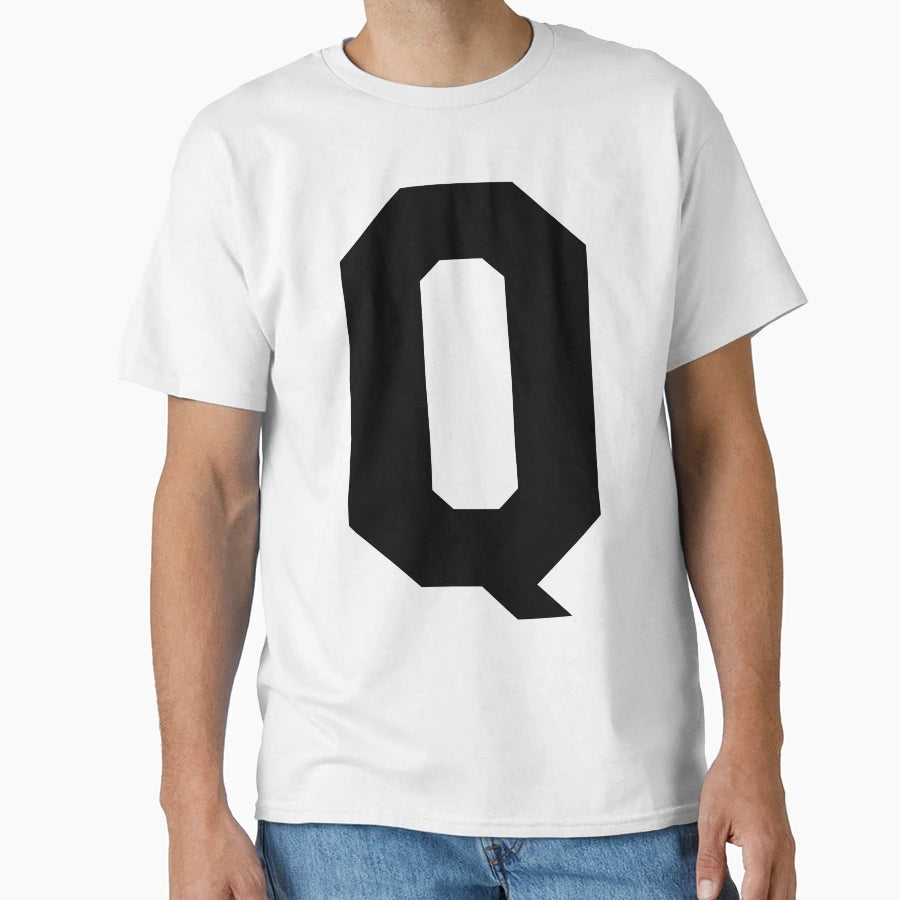 Alphabet Black Q Sports Letter Q T-Shirt - Minimalist Print for Adults - T-Shirt, Sweatshirt, Hoodie