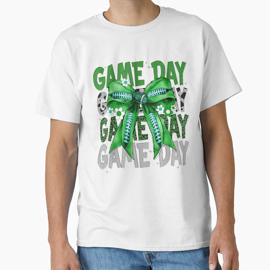 Game Day Football Coquette Bow Football T-Shirt - Minimalist Print Unisex - T-Shirt, Sweatshirt, Hoodie