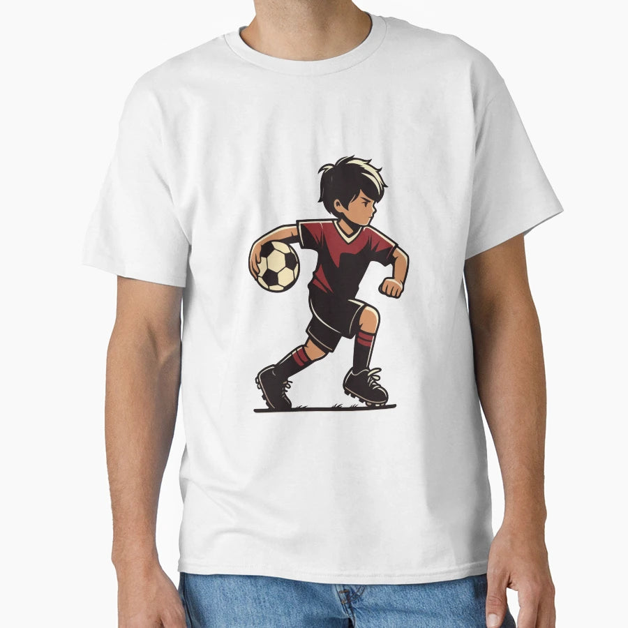 Cartoon Playing Football T-Shirt - Graphic Print for Adults - T-Shirt, Sweatshirt, Hoodie