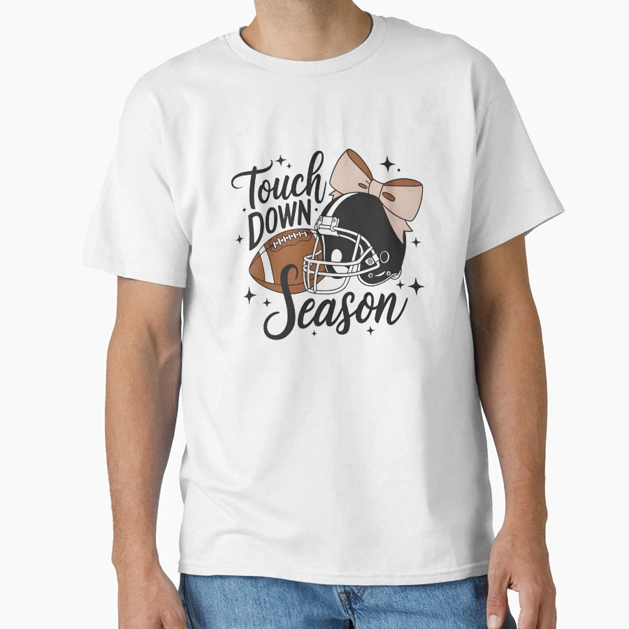 Touch Down Season Football T-Shirt - Minimalist Print Unisex - T-Shirt, Sweatshirt, Hoodie