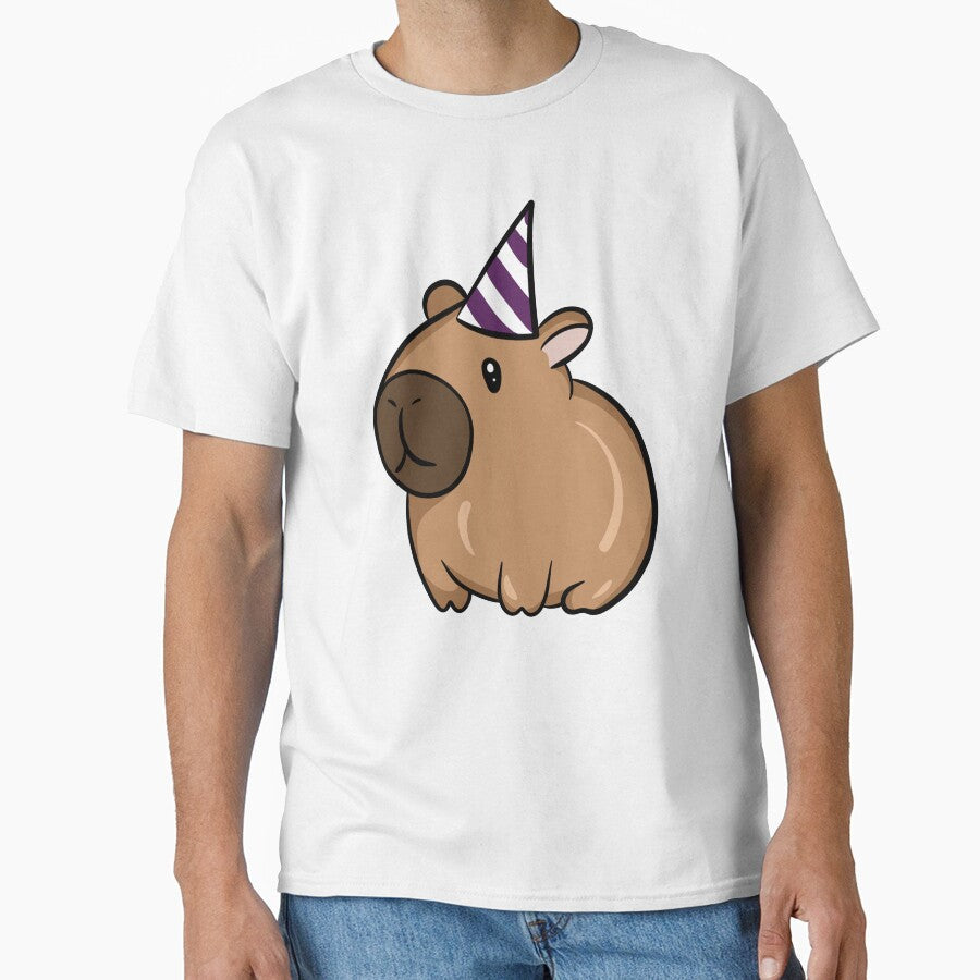 Cute Party Capybara Funny Animal with Birthday Hat - Adult & Kids T-Shirts, Sweatshirts & Hoodies apparel design preview 1