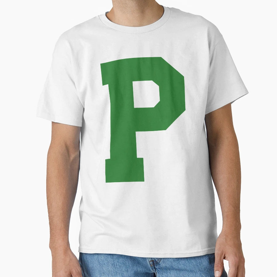 Alphabet Green P Sports Letter P T-Shirt - Casual Everyday Wear Men Women - T-Shirt, Sweatshirt, Hoodie