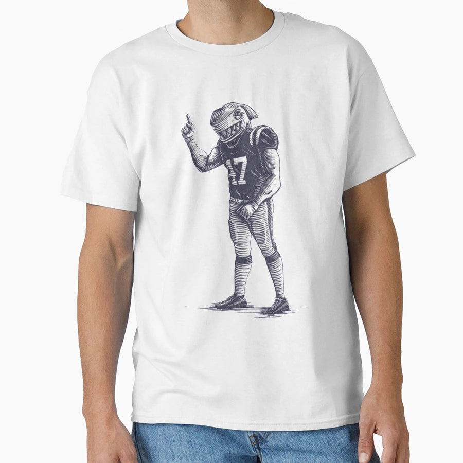 American Football Player Shark T-Shirt - Custom Art Print for Adults - T-Shirt, Sweatshirt, Hoodie