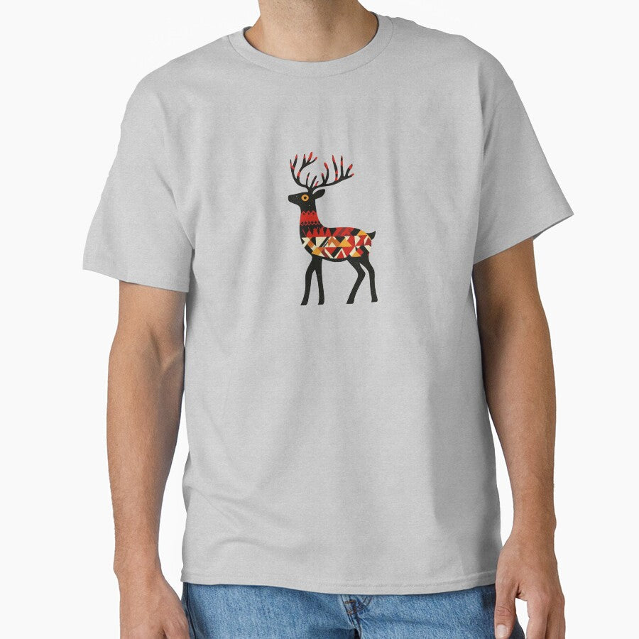 Geometric Reindeer Minimalist Holiday Wildlife Design - Adult & Kids T-Shirts, Sweatshirts & Hoodies apparel design preview 1