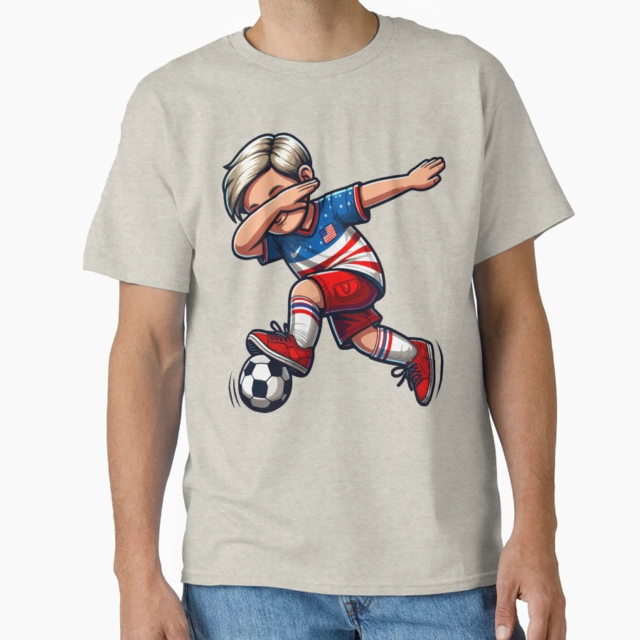 Dabbing Soccer Usa Flag Jersey American T-Shirt - Trendy Graphic Unisex - T-Shirt, Sweatshirt, Hoodie