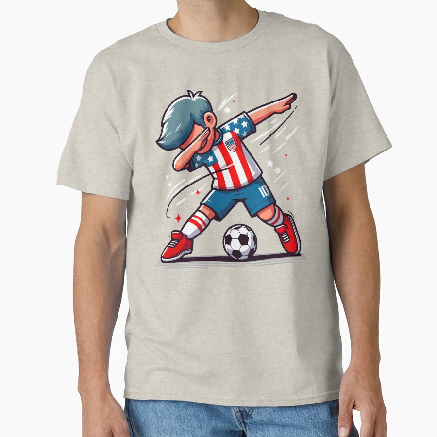 Dabbing Soccer Usa Flag Jersey T-Shirt - Fun Novelty Design Men Women - T-Shirt, Sweatshirt, Hoodie