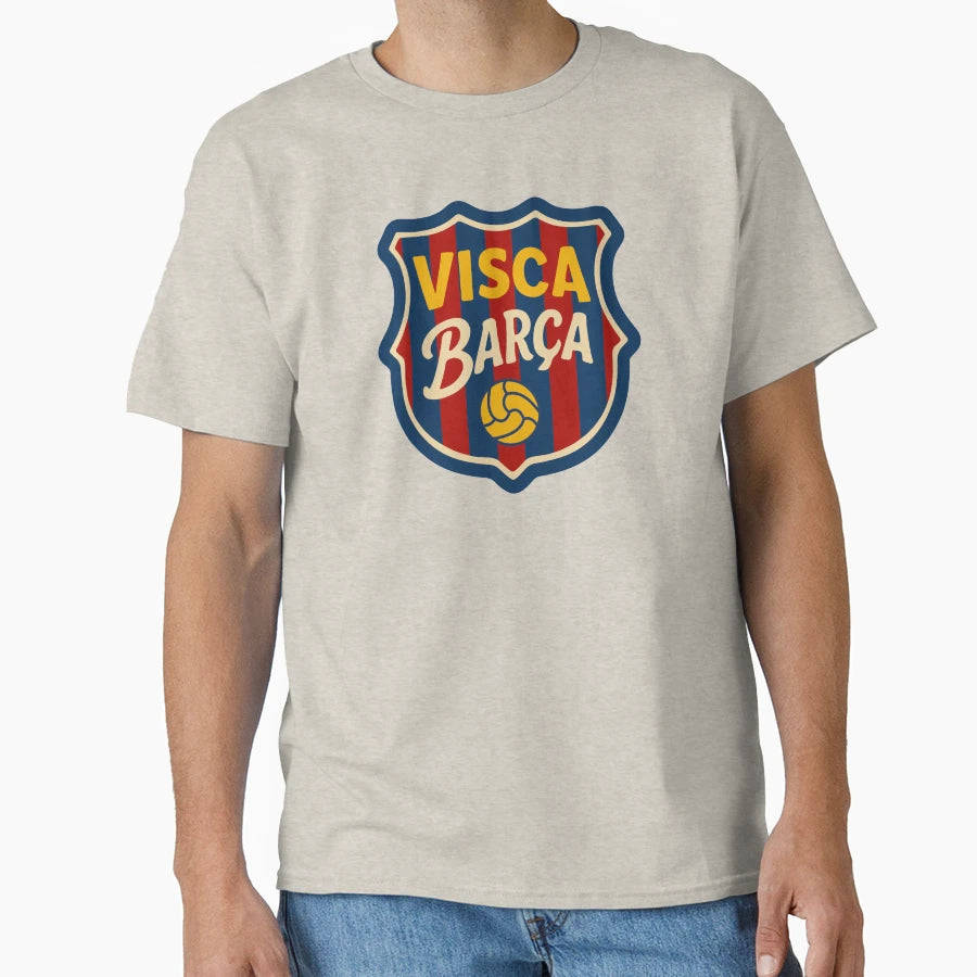 Fc Barcelona Visca Barca Badge T-Shirt - Trendy Graphic for Adults - T-Shirt, Sweatshirt, Hoodie