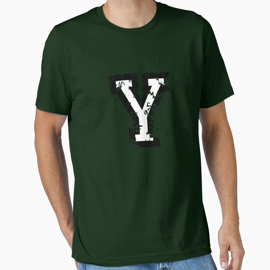 Letter Y Distressed Two Color Black T-Shirt - Fun Novelty Design Men Women - T-Shirt, Sweatshirt, Hoodie
