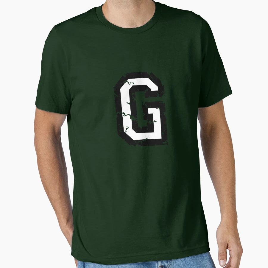 Letter G Distressed Two Color Black T-Shirt - Minimalist Print for Adults - T-Shirt, Sweatshirt, Hoodie