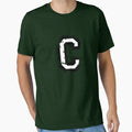 Letter C Distressed Two Color Black T-Shirt - Aesthetic Graphic Unisex - T-Shirt, Sweatshirt, Hoodie