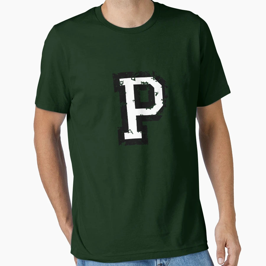 Letter P Distressed Two Color Black T-Shirt - Custom Art Print Unisex - T-Shirt, Sweatshirt, Hoodie