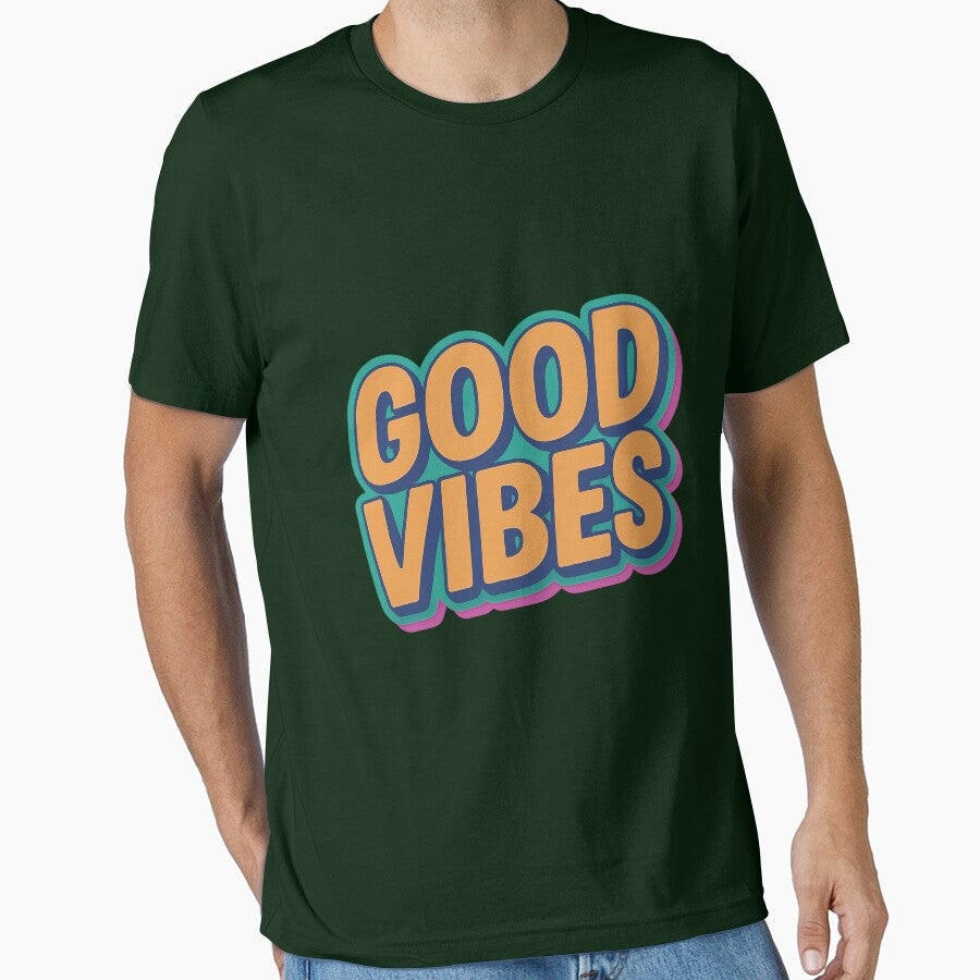 Good Vibes Retro Neon Typography by ArtComixHaven - Adult & Kids T-Shirts, Sweatshirts & Hoodies apparel design preview 1