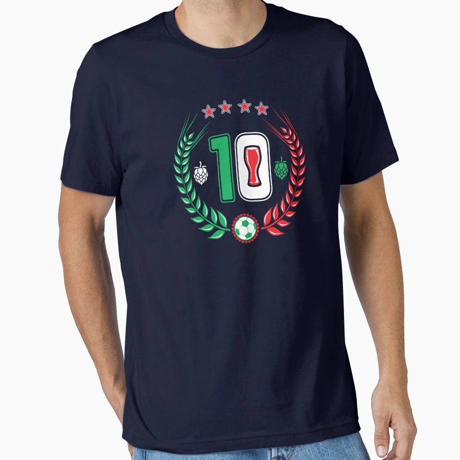 Beer And Football Italys Colours T-Shirt - Minimalist Print for Adults - T-Shirt, Sweatshirt, Hoodie