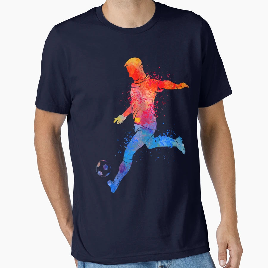 Soccer Player Watercolour Sports T-Shirt - Fun Novelty Design Unisex - T-Shirt, Sweatshirt, Hoodie