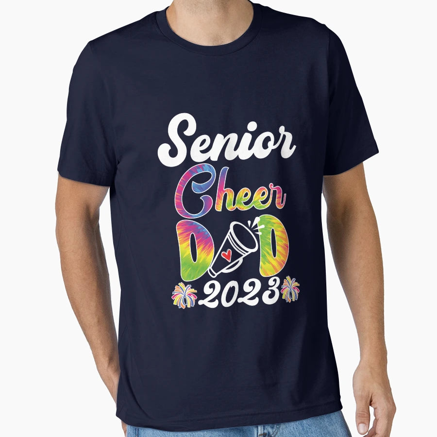 Senior Cheer Dad 2023 Tie Dye T-Shirt - Minimalist Print Men Women - T-Shirt, Sweatshirt, Hoodie
