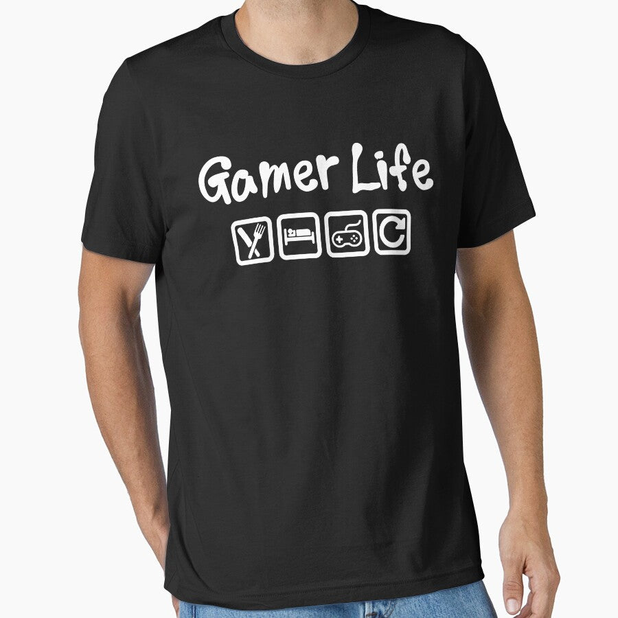 GAMER LIFE EAT SLEEP GAME REPEAT by ShirtWreck - Adult & Kids T-Shirts, Sweatshirts & Hoodies apparel design preview 1