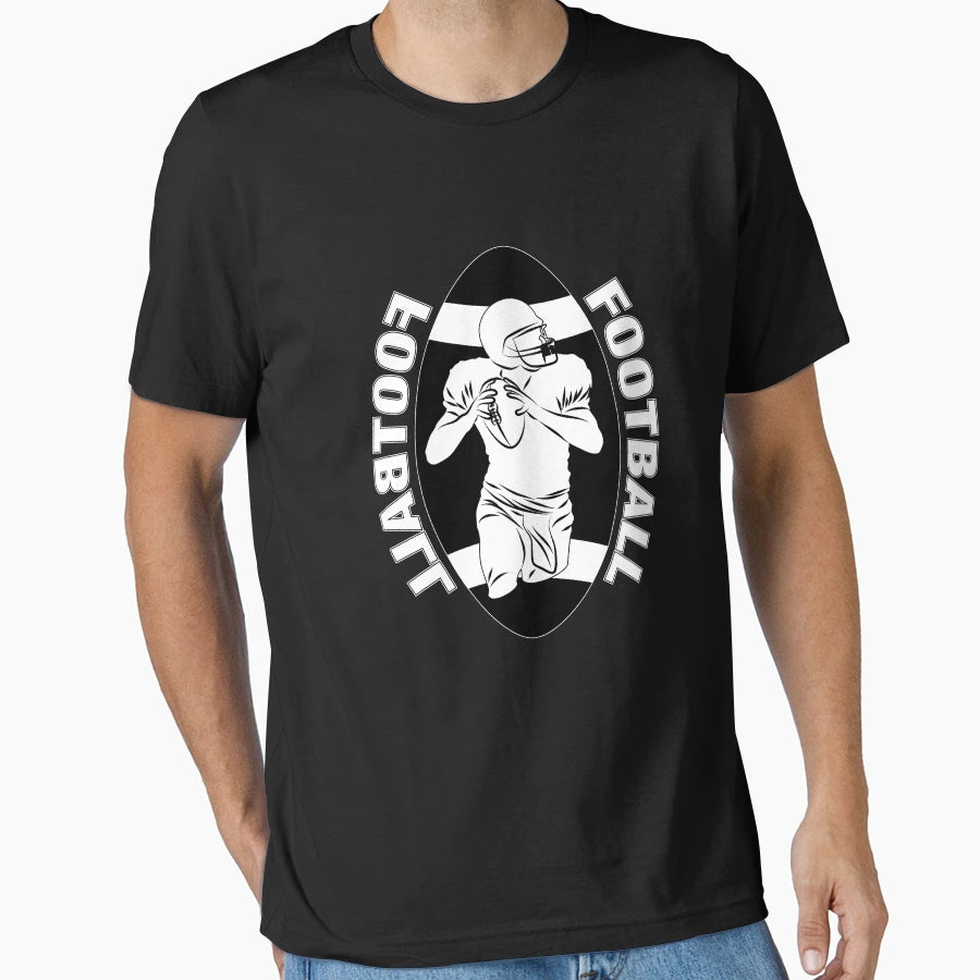 White Football Player Black Football T-Shirt - Graphic Print Men Women - T-Shirt, Sweatshirt, Hoodie