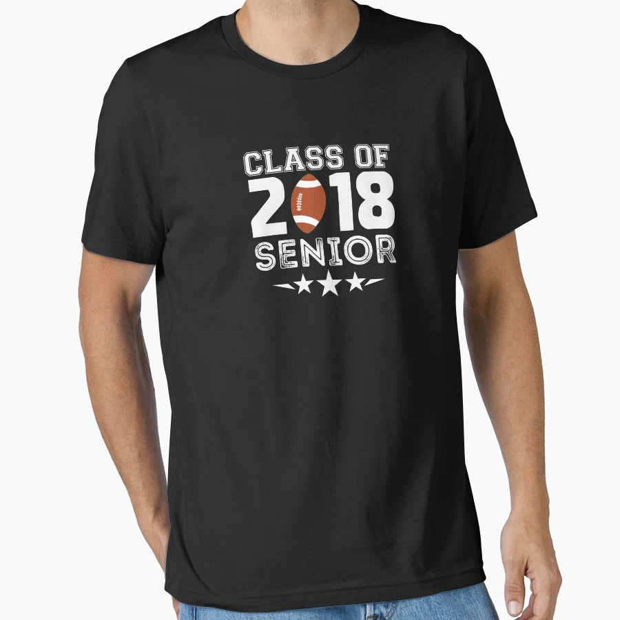 Class 2018 Senior Varsity Football T-Shirt - Minimalist Print Men Women - T-Shirt, Sweatshirt, Hoodie