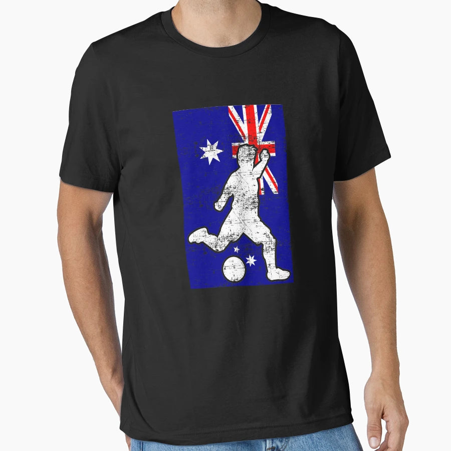 Australia Flag Soccer Player T-Shirt - Graphic Print for Adults - T-Shirt, Sweatshirt, Hoodie