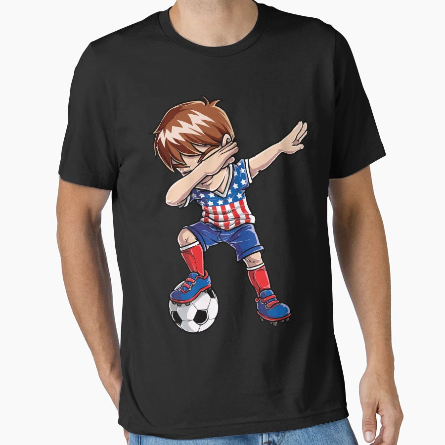 Dabbing Soccer Dab Usa Flag Funny T-Shirt - Aesthetic Graphic Men Women - T-Shirt, Sweatshirt, Hoodie
