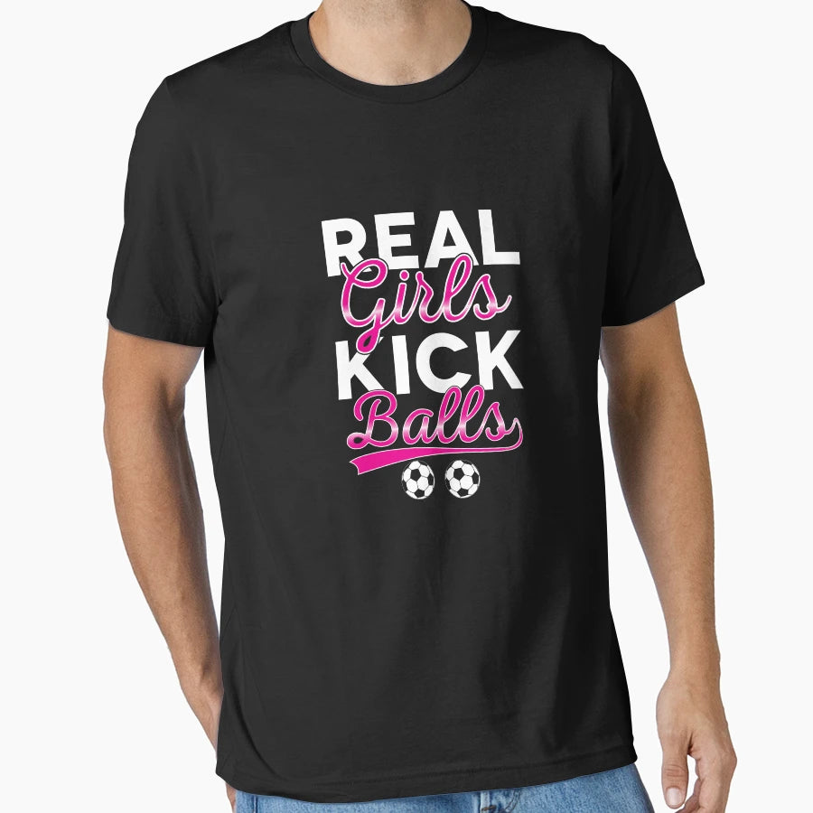 Real Kick Balls Soccer T-Shirt - Aesthetic Graphic for Adults - T-Shirt, Sweatshirt, Hoodie