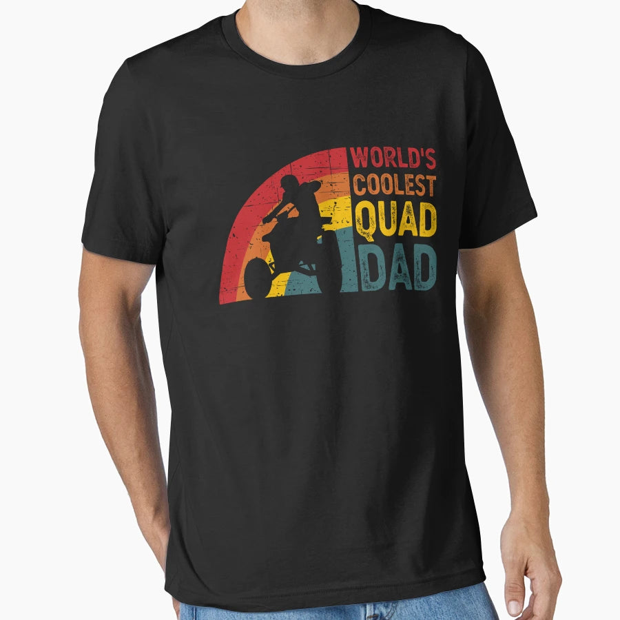 Worlds Coolest Quad Dad Father Present T-Shirt - Custom Art Print Men Women - T-Shirt, Sweatshirt, Hoodie