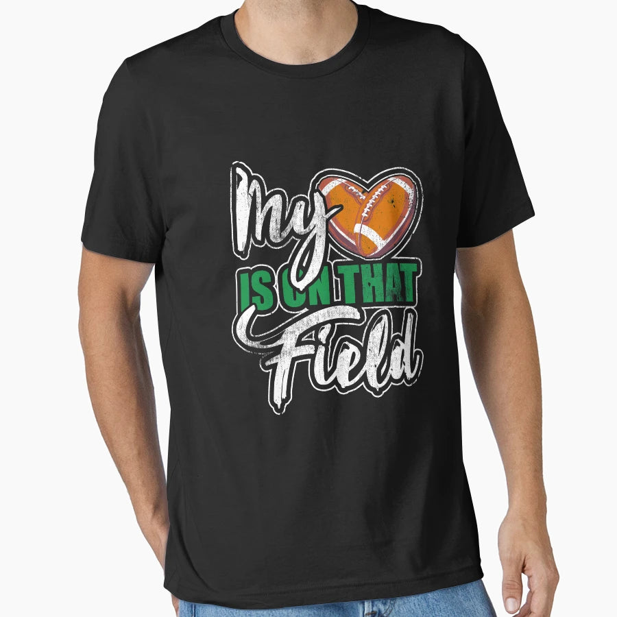 My Heart Is Field Football Sport T-Shirt - Minimalist Print Men Women - T-Shirt, Sweatshirt, Hoodie