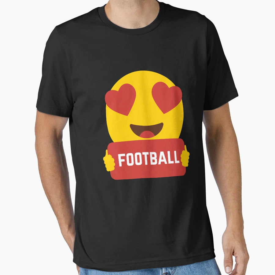 I Love Football Heart Eye Emoji T-Shirt - Casual Everyday Wear for Adults - T-Shirt, Sweatshirt, Hoodie