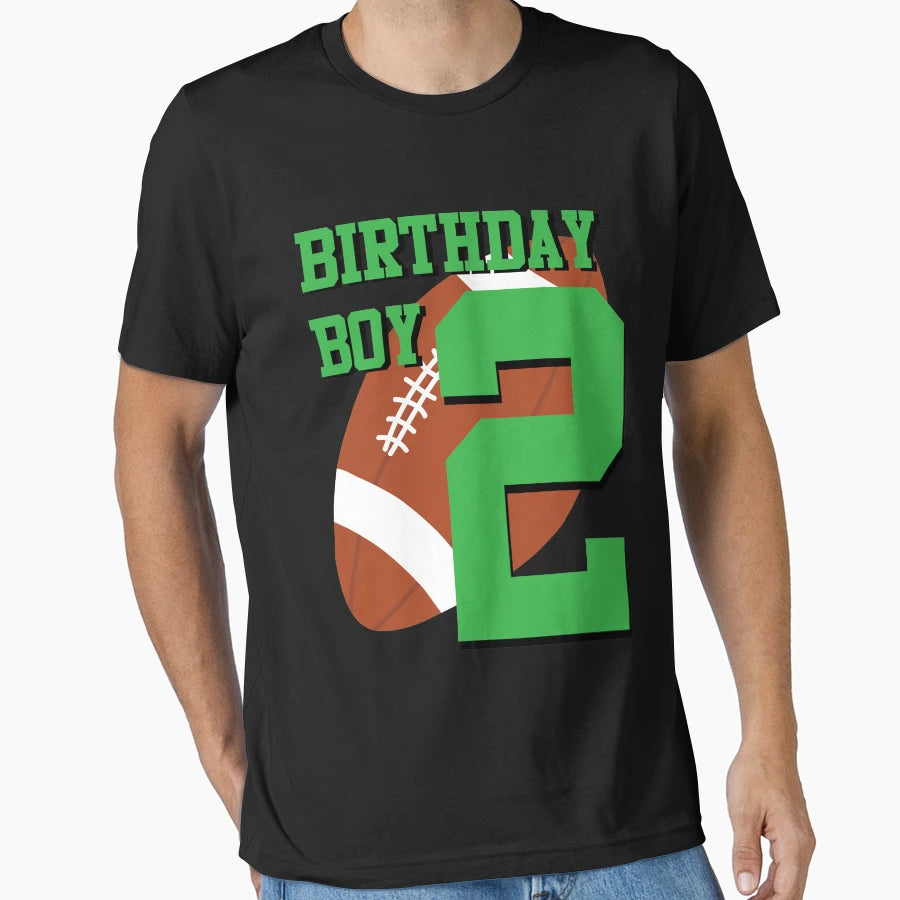 2Nd Birthday Football Art 2 Year Old Field T-Shirt - Unique Graphic Unisex - T-Shirt, Sweatshirt, Hoodie