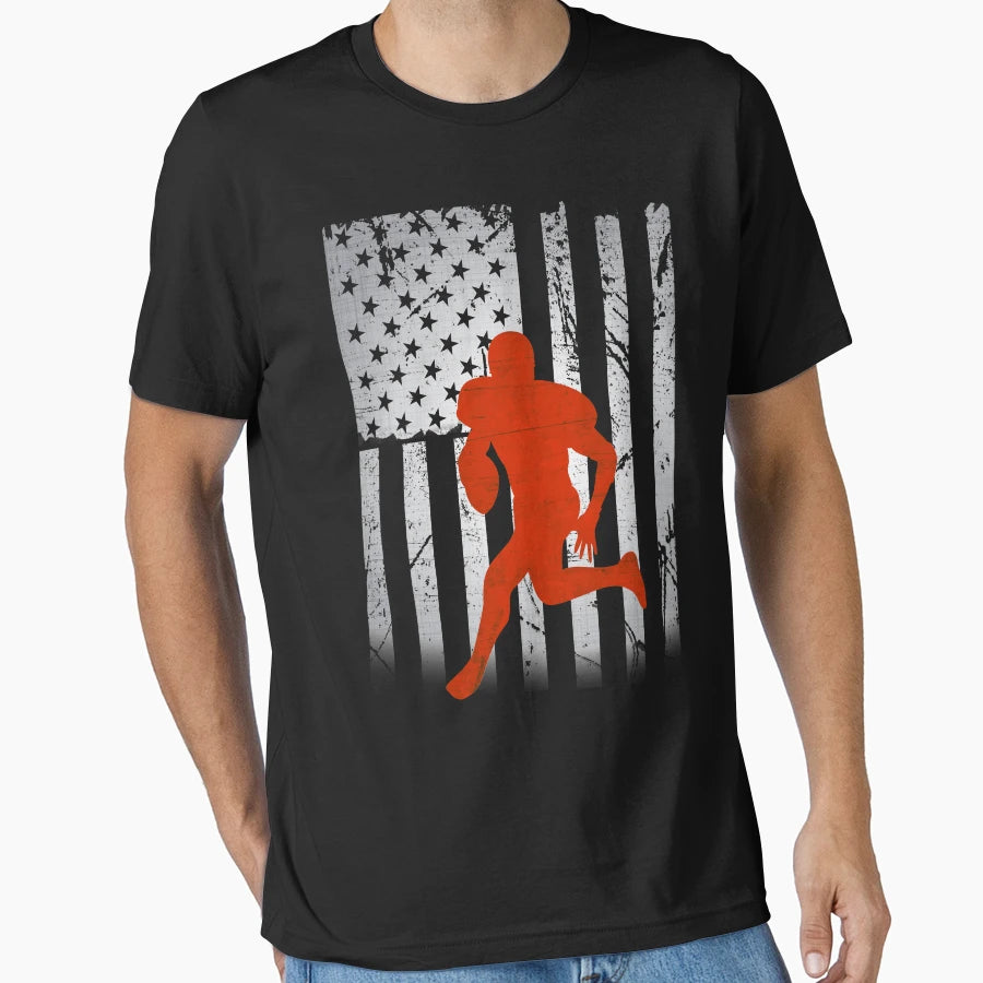 American Fottball Usa Merican Flag T-Shirt - Fun Novelty Design for Adults - T-Shirt, Sweatshirt, Hoodie