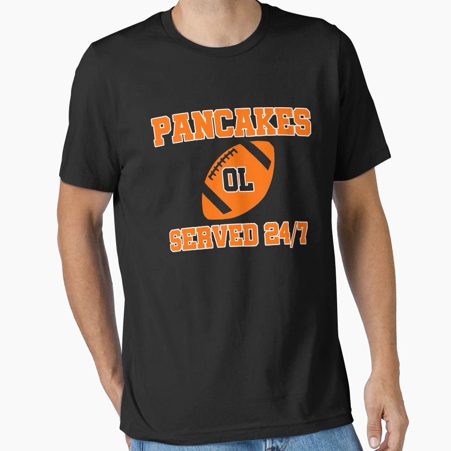 Pancakes Served 24 7 American Football T-Shirt - Novelty Apparel Men Women - T-Shirt, Sweatshirt, Hoodie