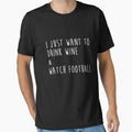 Womens Funny Wine And Football T-Shirt - Custom Art Print Men Women - T-Shirt, Sweatshirt, Hoodie