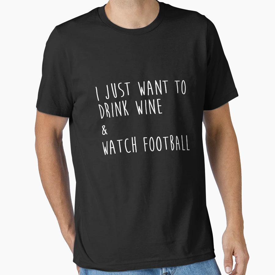 Womens Funny Wine And Football T-Shirt - Custom Art Print Men Women - T-Shirt, Sweatshirt, Hoodie