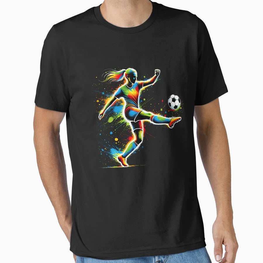 Colorful Soccer Player Football Lover T-Shirt - Minimalist Print for Adults - T-Shirt, Sweatshirt, Hoodie