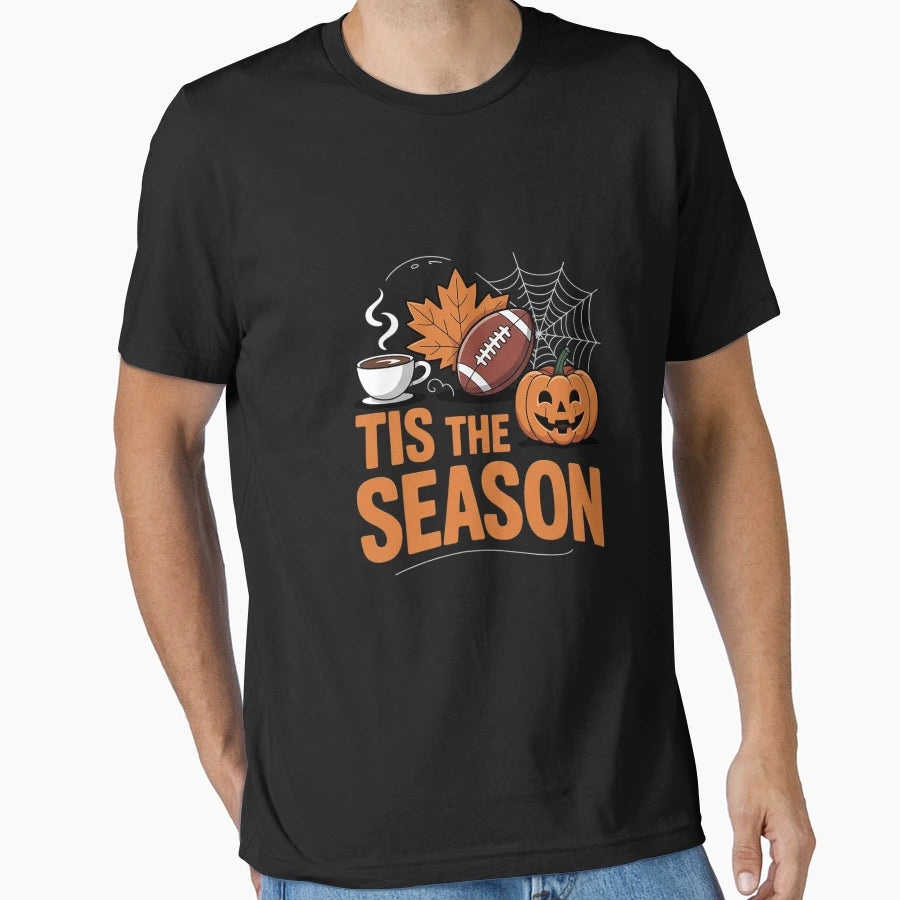 Tis Season Football Pumpkin Spice T-Shirt - Minimalist Print for Adults - T-Shirt, Sweatshirt, Hoodie