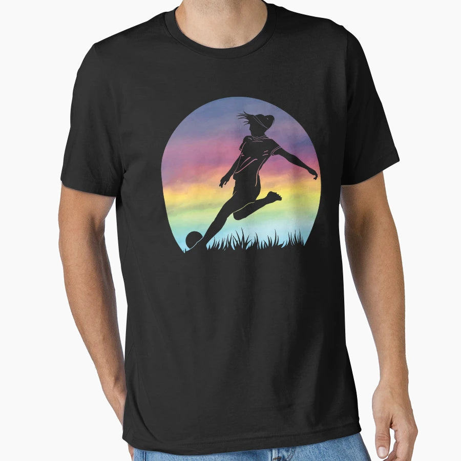 Womens Soccer Silhouette Colorful T-Shirt - Custom Art Print Men Women - T-Shirt, Sweatshirt, Hoodie