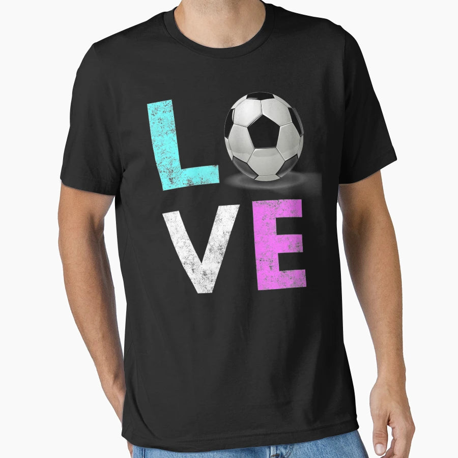 Love Soccer Best Fun T-Shirt - Minimalist Print Men Women - T-Shirt, Sweatshirt, Hoodie