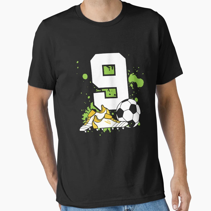 Football Birthday 9 Years Old 9Th T-Shirt - Trendy Graphic for Adults - T-Shirt, Sweatshirt, Hoodie