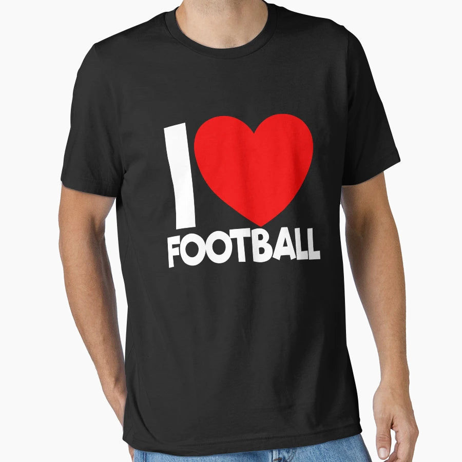 I Love Football Red Heart Football T-Shirt - Graphic Print for Adults - T-Shirt, Sweatshirt, Hoodie