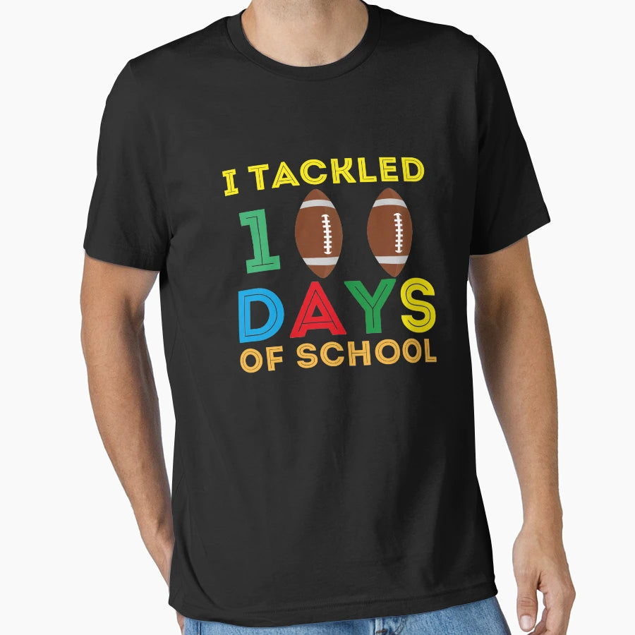 I Tackled 100 Days School Football T-Shirt - Aesthetic Graphic Men Women - T-Shirt, Sweatshirt, Hoodie