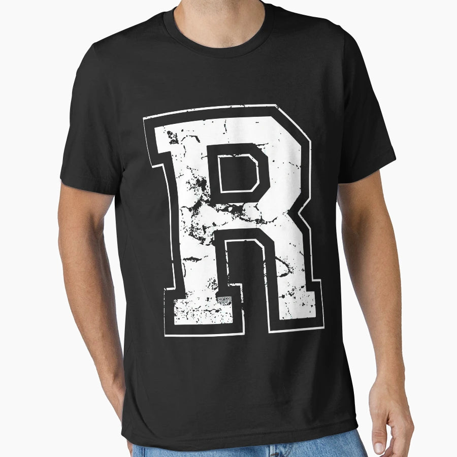 Initial Letter R White Jersey T-Shirt - Casual Everyday Wear for Adults - T-Shirt, Sweatshirt, Hoodie