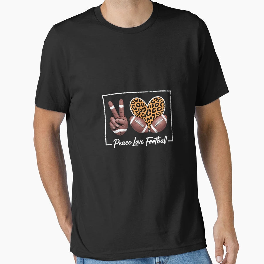 Peace Love Football Mom Game Day Sports Go T-Shirt - Unique Graphic Unisex - T-Shirt, Sweatshirt, Hoodie