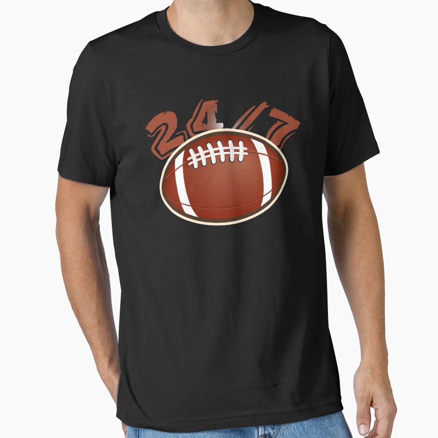 24 7 Football Football Addicts Gift T-Shirt - Fun Novelty Design Men Women - T-Shirt, Sweatshirt, Hoodie