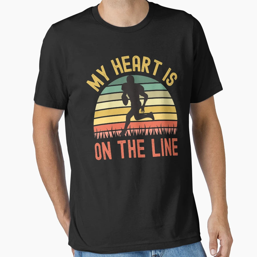 My Heart Is Line Football Offense T-Shirt - Unique Graphic Unisex - T-Shirt, Sweatshirt, Hoodie