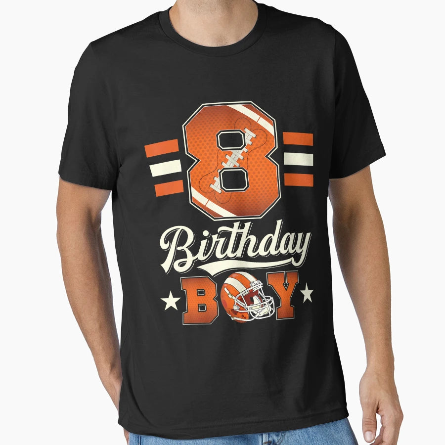 Eight 8Th Birthday Football 8 Year Old T-Shirt - Trendy Graphic Men Women - T-Shirt, Sweatshirt, Hoodie