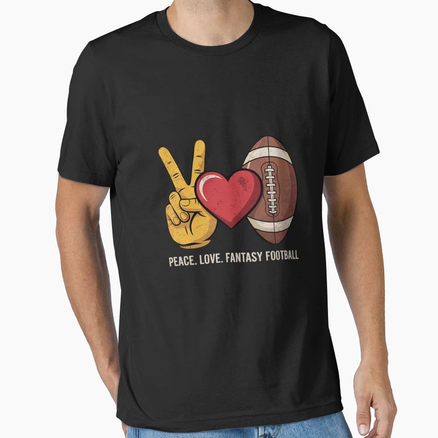 Fantasy Football Peace Love T-Shirt - Custom Art Print Men Women - T-Shirt, Sweatshirt, Hoodie