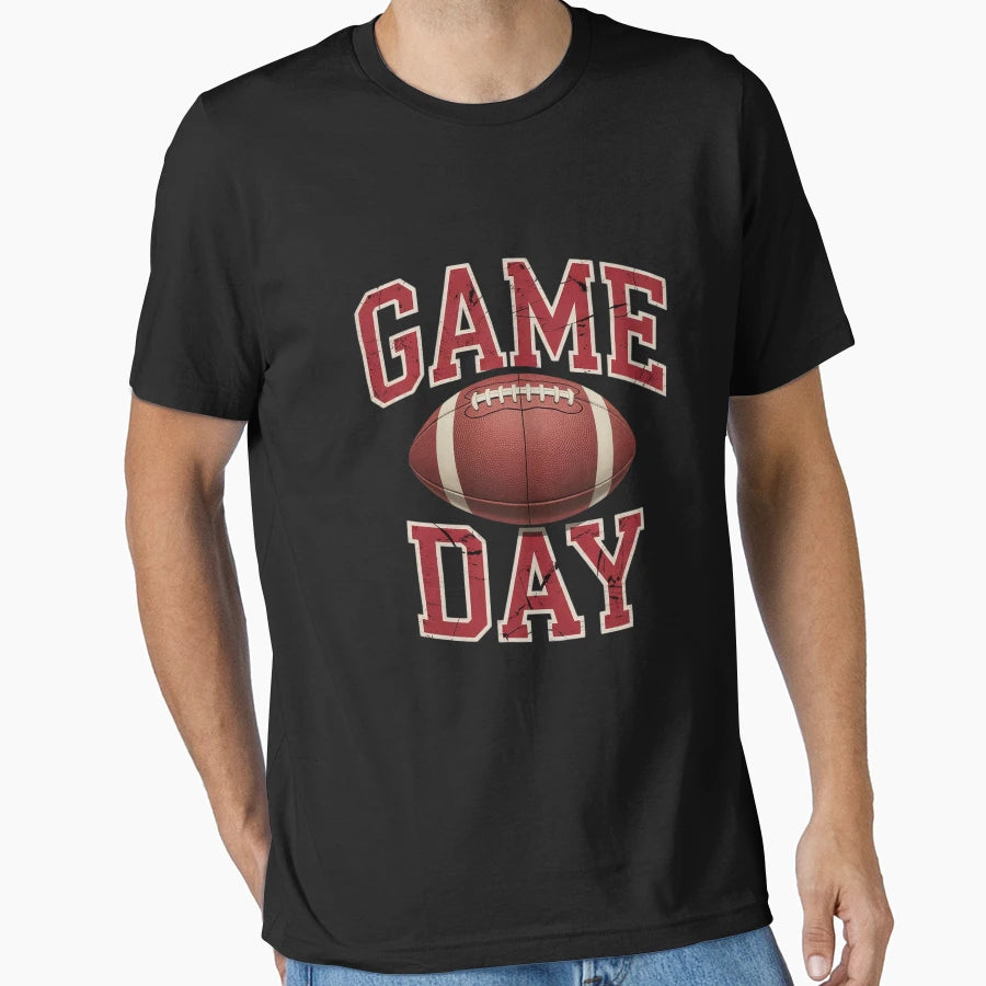 Game Day Football Distressed T-Shirt - Custom Art Print Men Women - T-Shirt, Sweatshirt, Hoodie
