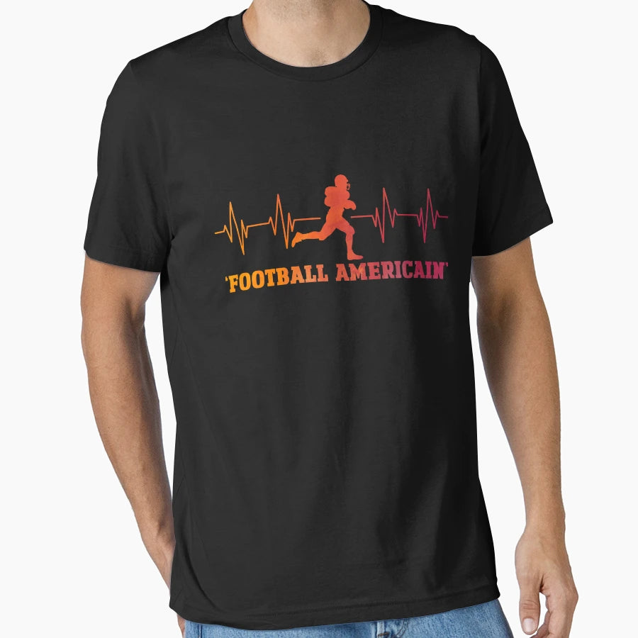 Football Americain Heartbeat Heartbeat T-Shirt - Unique Graphic Unisex - T-Shirt, Sweatshirt, Hoodie
