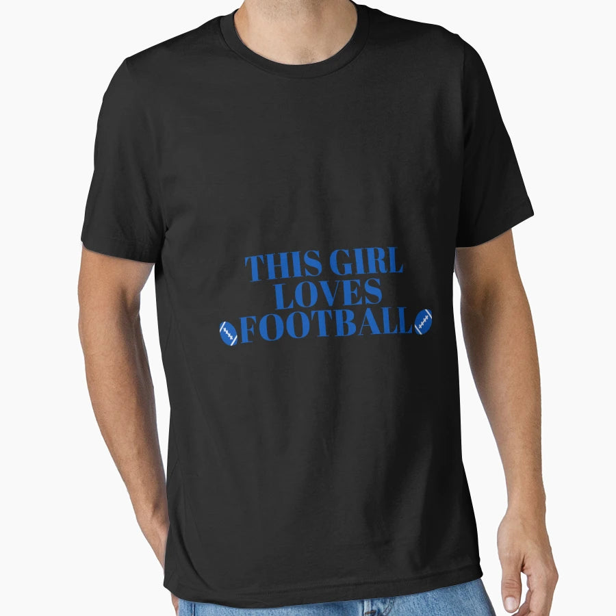 This Loves Footballcool Blue Text And T-Shirt - Custom Art Print Unisex - T-Shirt, Sweatshirt, Hoodie