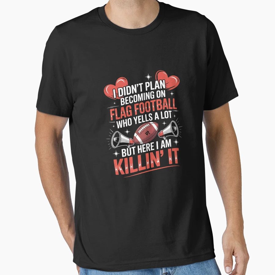 Becoming Flag Football Mom Flag Football T-Shirt - Custom Art Print Unisex - T-Shirt, Sweatshirt, Hoodie